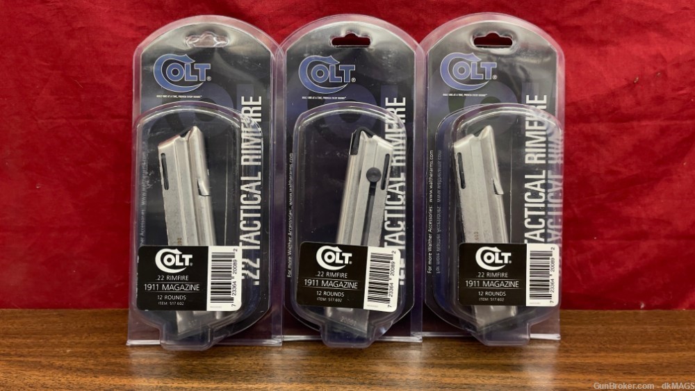 NEW 3 Colt Walther Umarex .22LR Rimfire 1911 12 Round Magazines Mags Clips -img-0