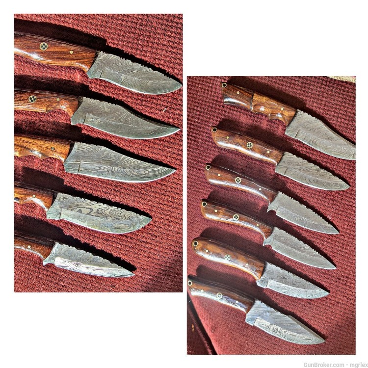 Damascus FULL TANG skinners. Rosewood or Olive wood -img-0