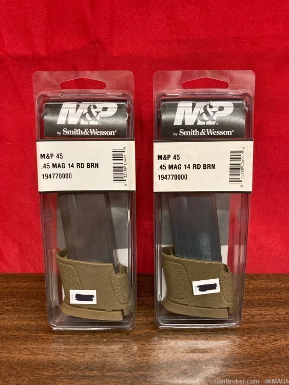 2 Pack Smith & Wesson M&P 45 14rd .45acp Brown Magazine OEM-img-0