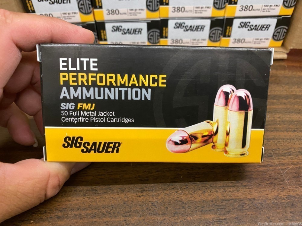 1000rds case Sig Sauer .380acp 100gr FMJ Elite Performance Ammunition Bulk-img-1