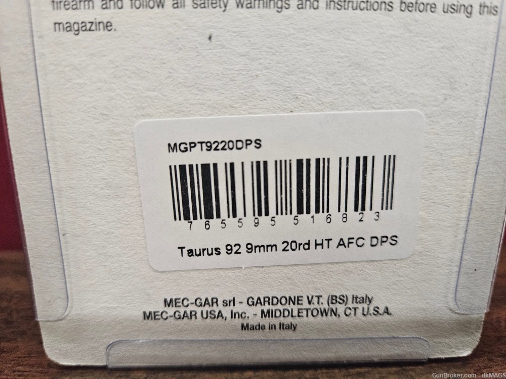 2 Mec-Gar made Magazines for Taurus PT92/99 9mm 20 Round Mags AFC DPS-img-2