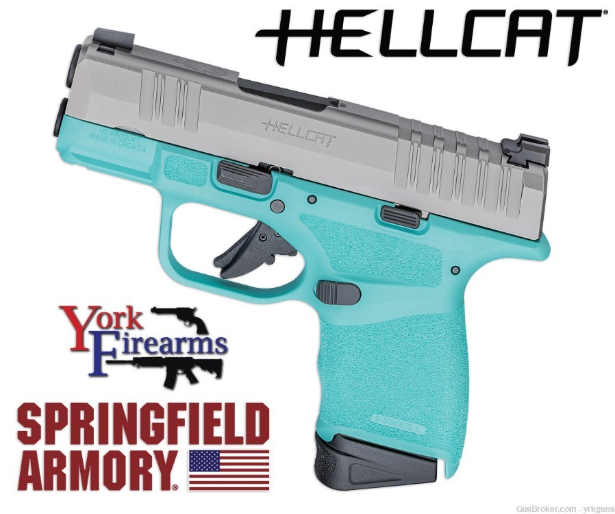 Springfield Hellcat 9mm Robins Egg Blue Stainless Handgun NEW HC9319REBS-img-0