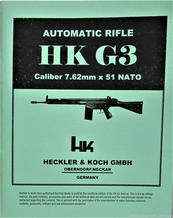 5 NEW Copies of Automatic Rifle HK G3 Caliber 7.62 mm x 51 NATO Manual -img-1