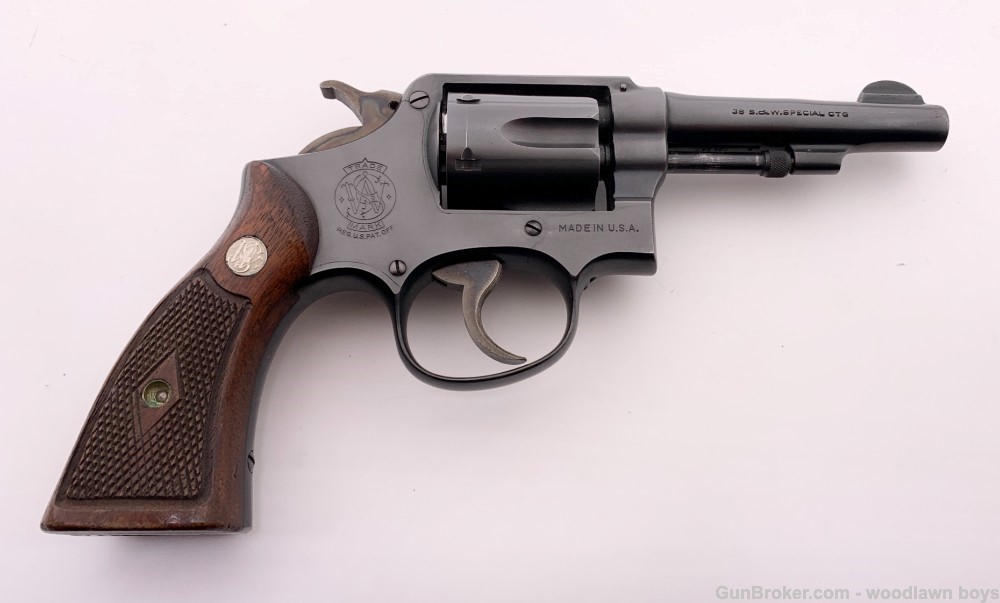 S&W 4" BLUE S SERIAL .38 M&P TRANSITION .38 SPECIAL MATCHING WALNUT GRIPS -img-1