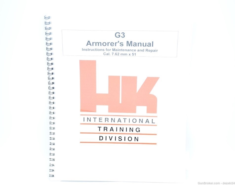 HECKLER & KOCH HK G3 ARMORERS MANUAL/INSTRUCTION BOOKLET LARGE BOOK REPRINT-img-0