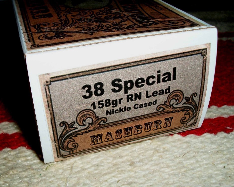 38 Special 158gr RN Lead Nickle Case Mashburn Cartridge 50rds-img-0