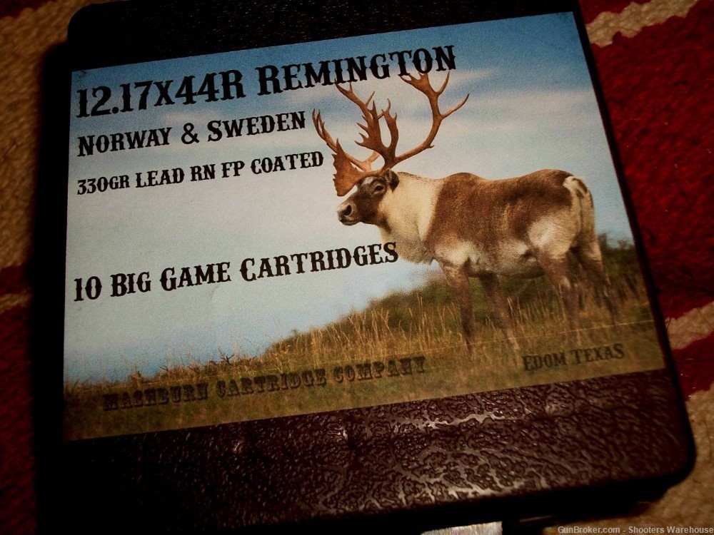 12.17X44R Remington (Norway and Sweden) 330gr RNFP Mashburn Cartridge 10rds-img-0