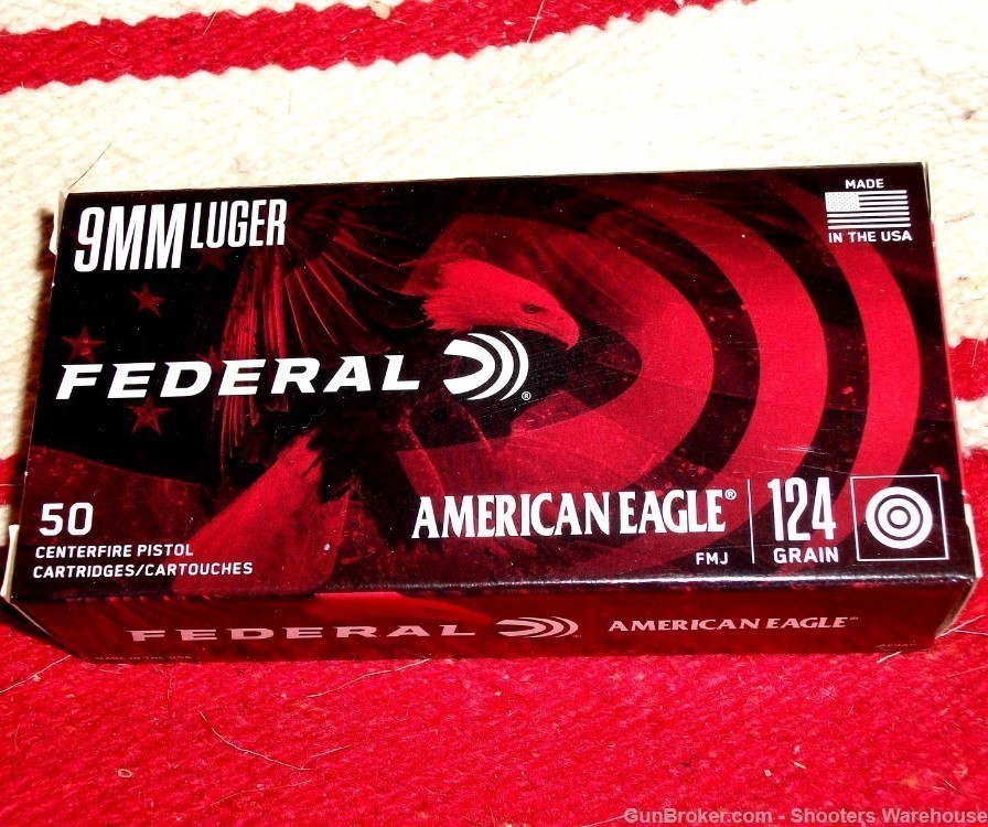 9mm Luger 124gr FMJ Federal 50rds-img-0