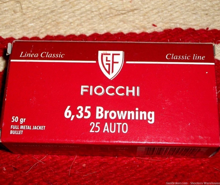 25 ACP 50gr FMJ Fiocchi 50rd Box-img-0