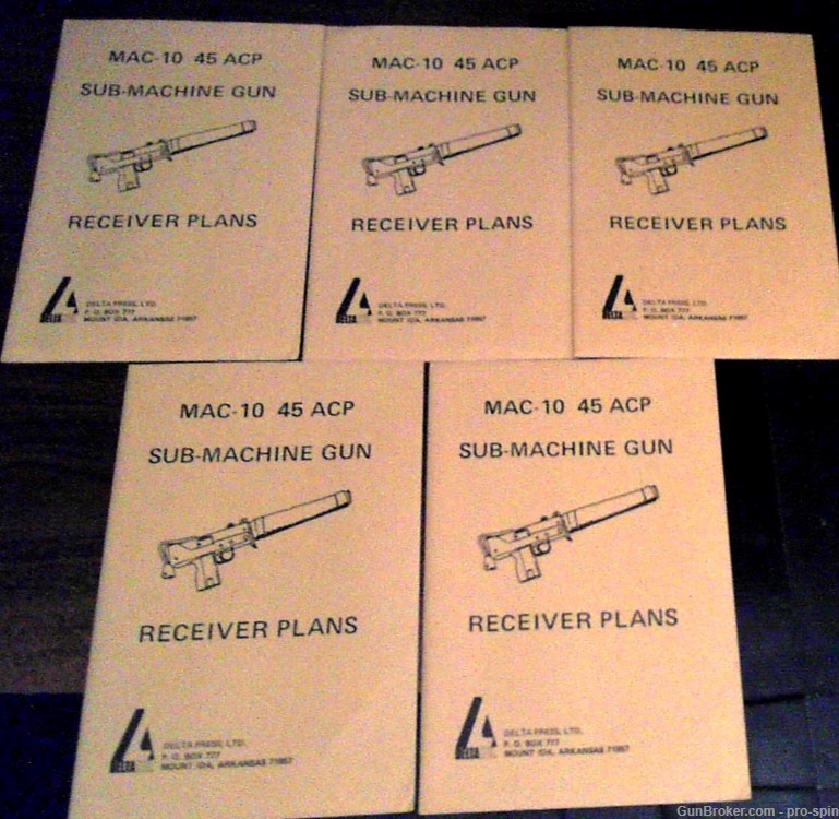 5 New Copies of MAC-10 45 ACP Sub-Machine Gun Receiver Plans by Delta Press-img-0