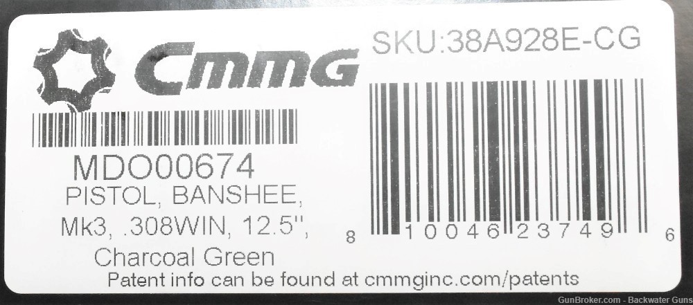FACTORY NEW CMMG BANSHEE MK3 12.5" .308 WIN PISTOL CHARCOAL GREEN !-img-4
