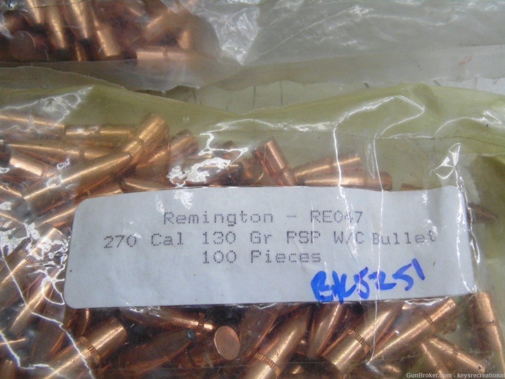 Remington RE047 PSP W/C Bullets 270 Cal 130 Gr - 154 Total Bullets-img-1