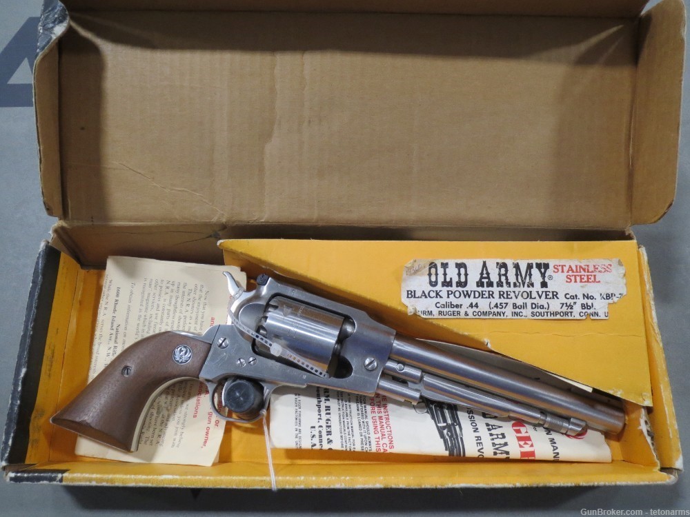 Ruger Old Army, 7.5" barrel, 44 cal, black powder used with box-img-0