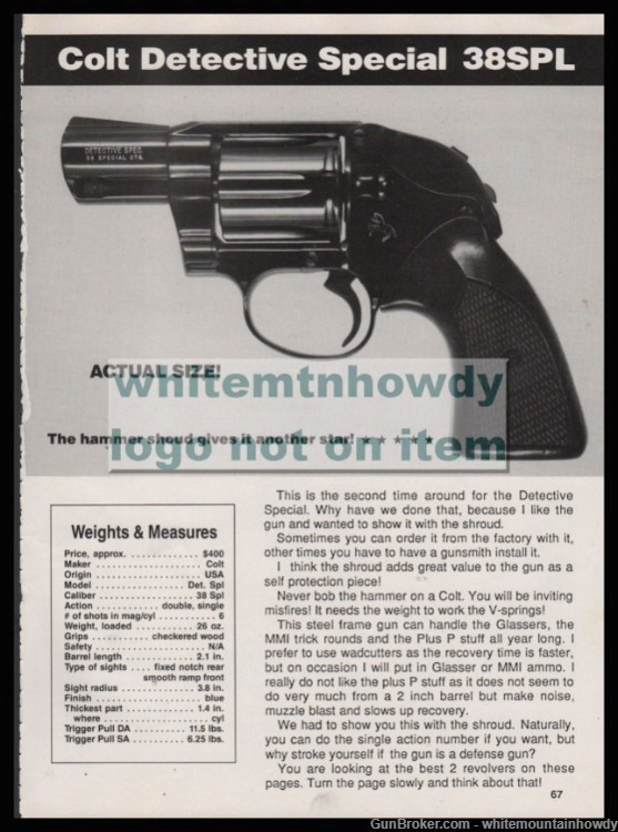 1986 COLT Detective Special 38spl Revolver Very Collectible Evaluation Page-img-0