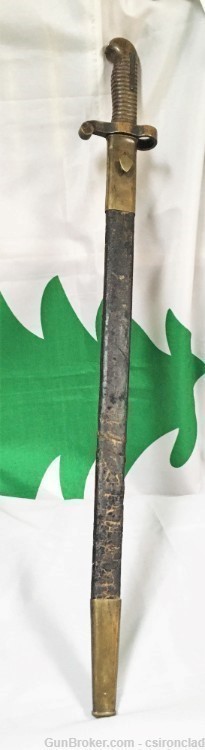 Bayonet, unmarked, Mississippi rifle type, with scabbard Civil War-img-17