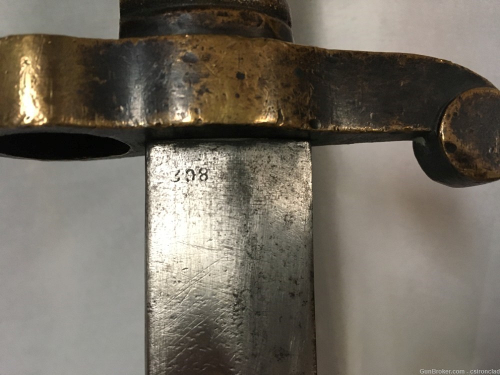Bayonet, unmarked, Mississippi rifle type, with scabbard Civil War-img-8