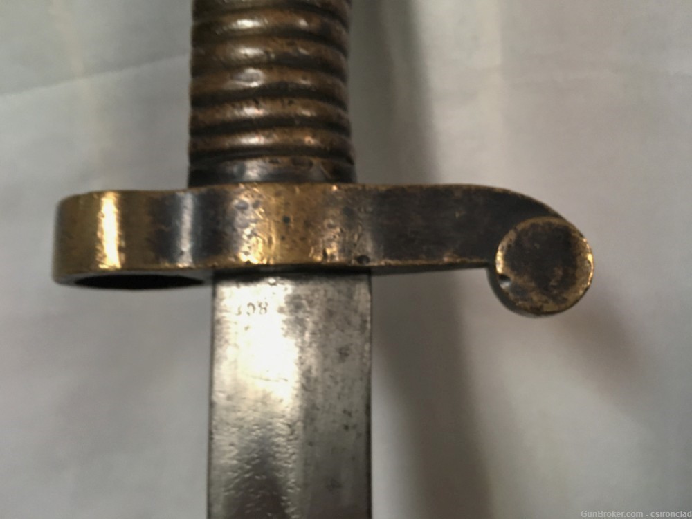 Bayonet, unmarked, Mississippi rifle type, with scabbard Civil War-img-7
