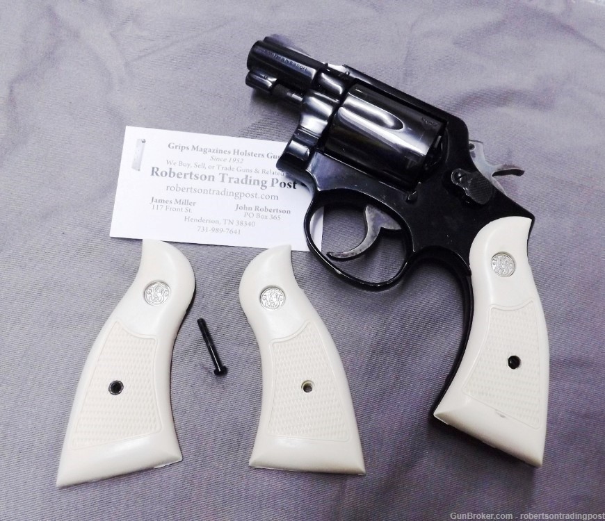 Smith & Wesson model 12 Grips Imit Ivory Magna Type Square Frame fit S&W 12-img-0