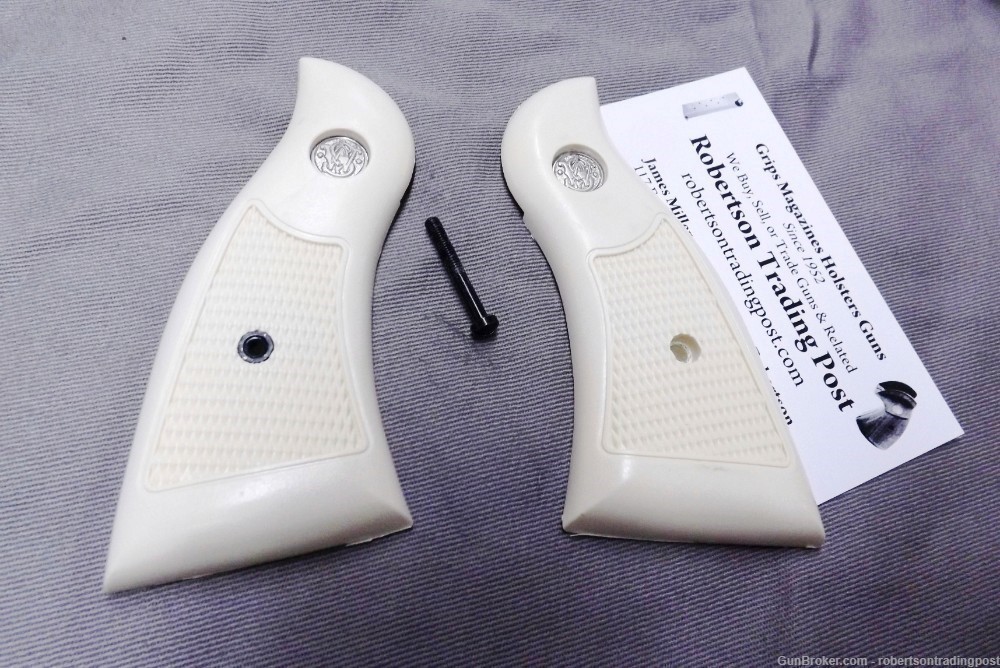 Smith & Wesson model 12 Grips Imit Ivory Magna Type Square Frame fit S&W 12-img-1