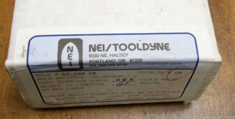 NEW NEI Tooldyne Double Cavity Bullet Mold # 62.280 PB Catalog # 20-img-0