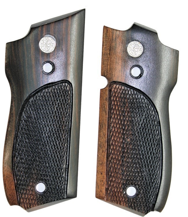Smith & Wesson Model 39 Auto Tigerwood Checkered Grips-img-0