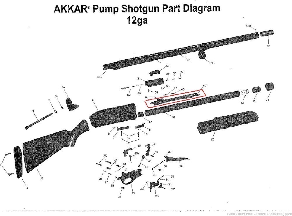 Action Bar Assembly for Akkar Charles Daly 12 gauge 3 1/2 in 335 Pump -img-6