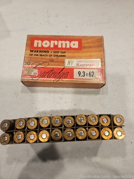 VTG Norma 9.3x62 ammo 286 gr Silverblixt Plastspets-img-0