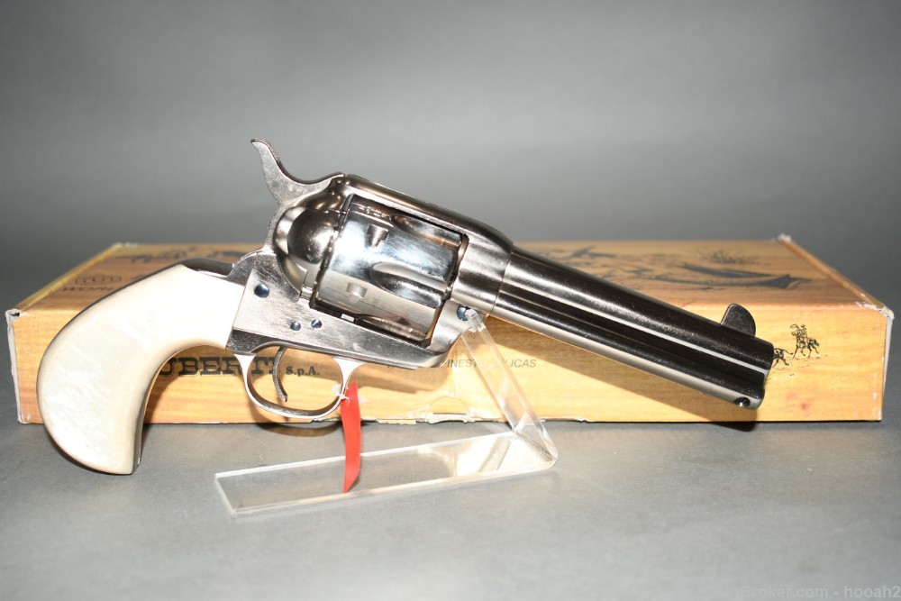 Excellent Stoeger Uberti 1873 Cattleman Doc 45 Colt Nickel Revolver W Box-img-0