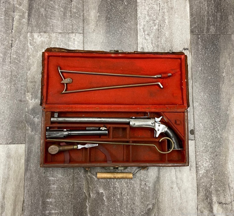 Ultra Rare Antique J Stevens 19th Century Pocket Rifle 22LR Case Stock 1864-img-0