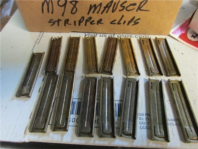 15 M98 Mauser stripper clips original 5 rd  brass-img-0