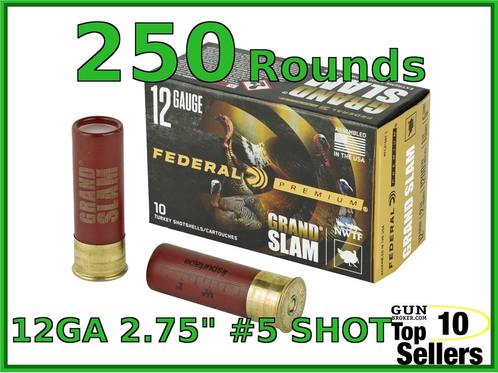 Federal Grand Slam 12 Gauge 2 3/4" #5 Shot 1.5 oz PFCX156F 5 250CT Ammo-img-0
