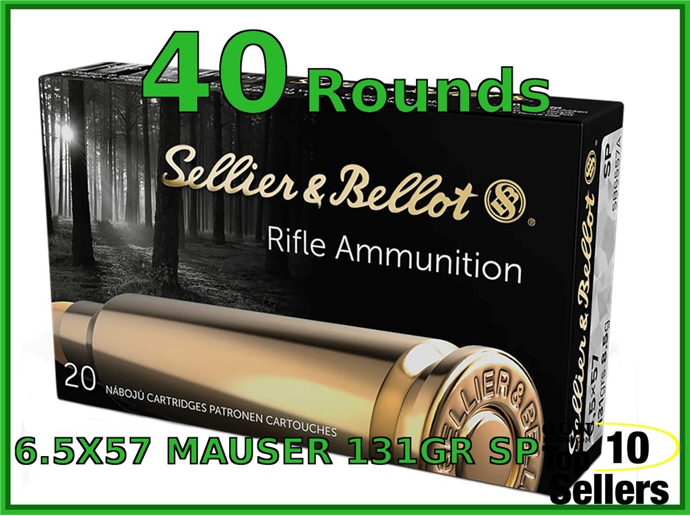 S&B 6.5x57 Mauser 131 GR Soft Point SB6557A 40CT Ammo-img-0