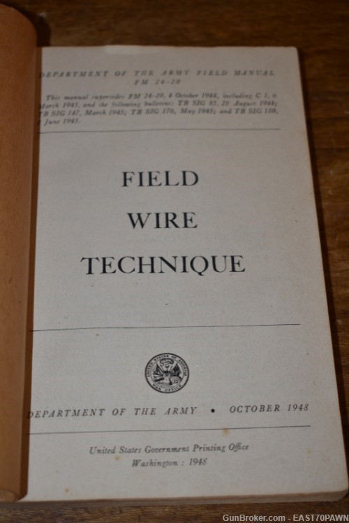Army Field Manual FM 24-20 Field Wire Technique October 1948 Post WWII-img-1