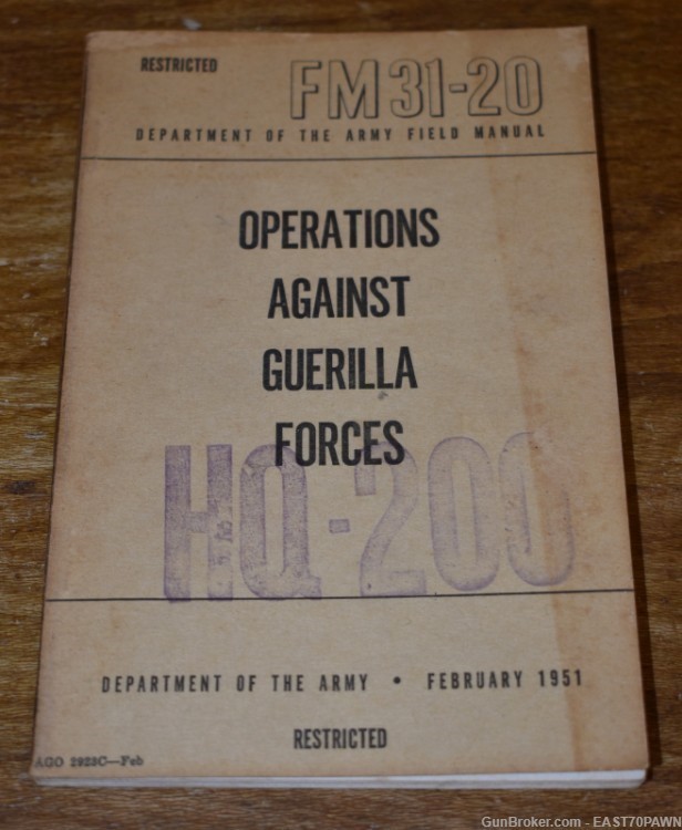 Army Field Manual FM 31-20 Operations Against Guerilla Forces Korean War -img-0