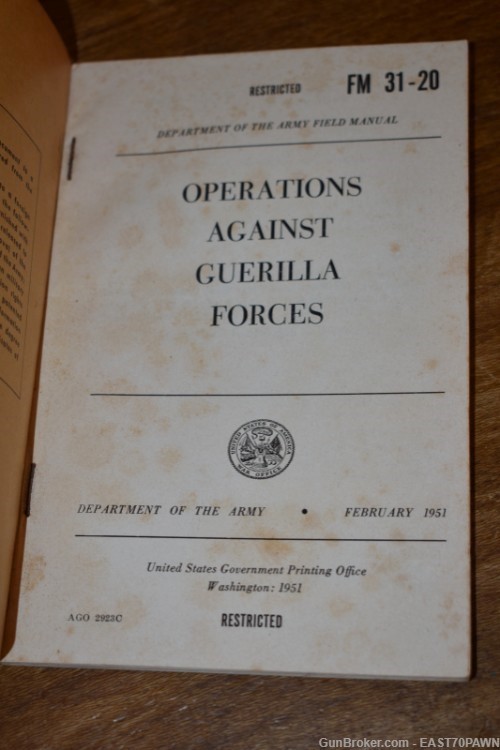 Army Field Manual FM 31-20 Operations Against Guerilla Forces Korean War -img-1