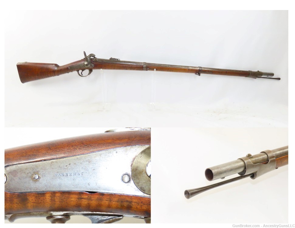 CIVIL WAR Antique TANNER & CIE Belgian .69 Percussion MUSKET Liege Proofed -img-0