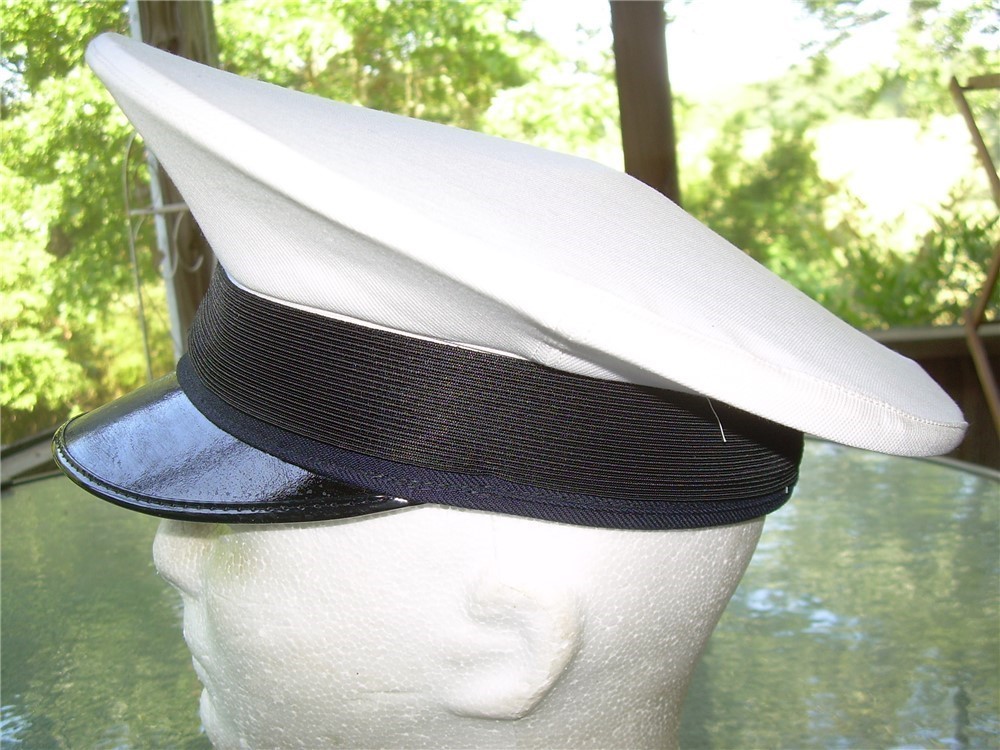NOS Italian Peaked Visor Officers Navy Sailor Hat Cap, Med size 56-img-7