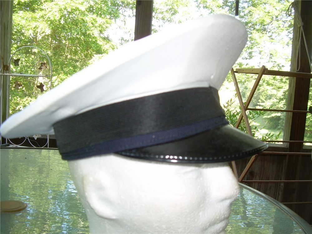 NOS Italian Peaked Visor Officers Navy Sailor Hat Cap, Med size 56-img-6