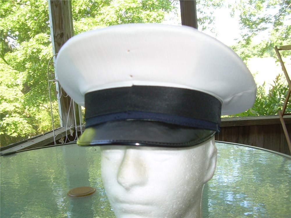 NOS Italian Peaked Visor Officers Navy Sailor Hat Cap, Med size 56-img-4