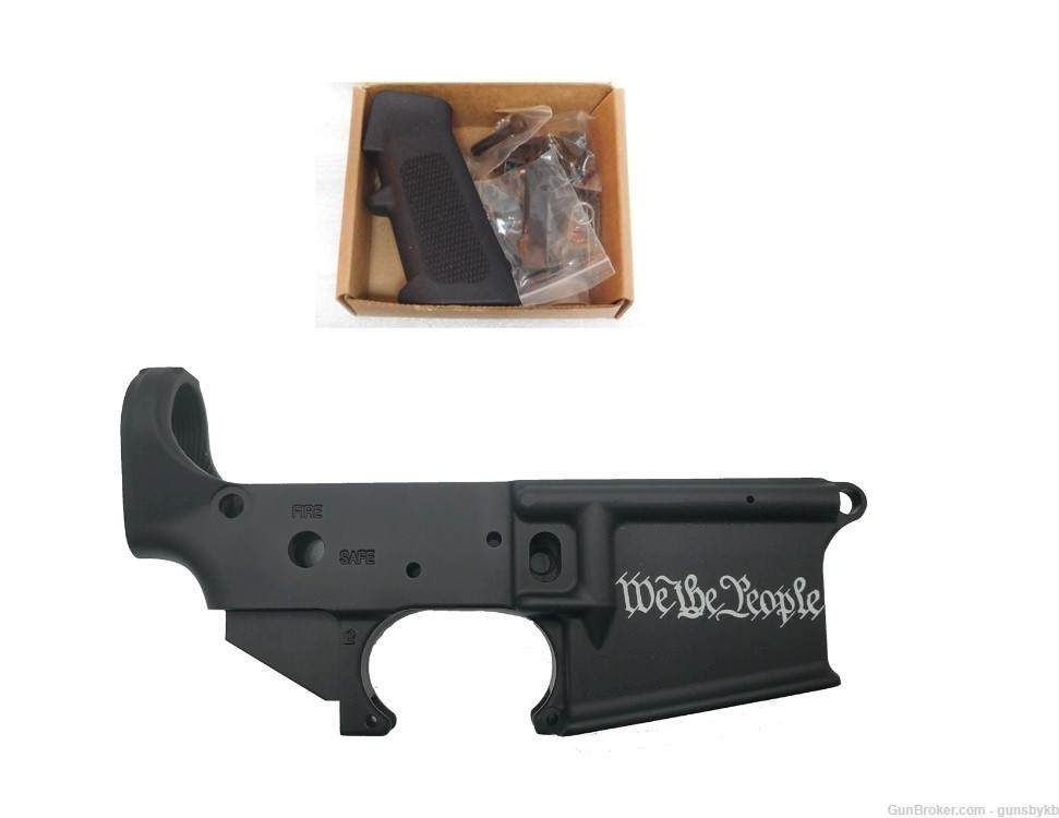 AR15 7075 Aluminum Stripped Lower Laser Etched We The People With LPK-img-0