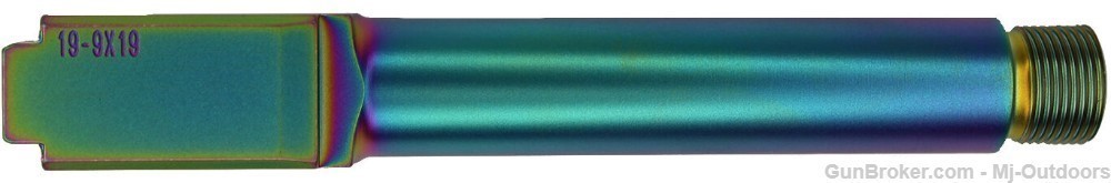 Anderson Threaded Glock 19 Barrel 1/2-28, GEN 3, 9MM, 416R SS Rainbow PVD-img-1