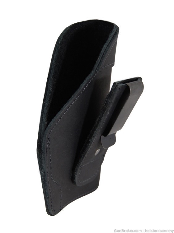 Barsony Black Leather Tuckable Holster for Compact 9mm 40 45 Size 15 Right-img-1