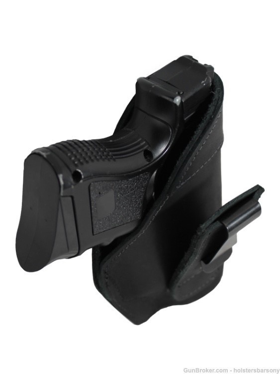 Barsony Black Leather Tuckable Holster for Compact 9mm 40 45 Size 15 Right-img-0