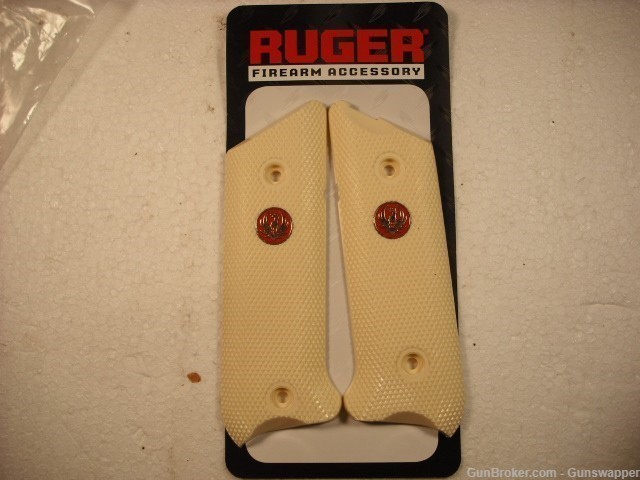 Gun Parts Ruger MK III Simulated Ivory Grips Part No Reserve-img-0