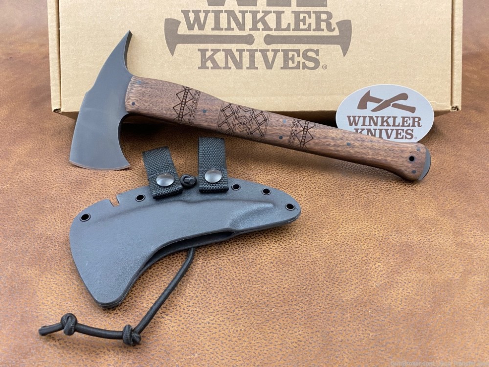NIB WINKLER COMBAT AXE CUSTOM FORGED WALNUT TRIBAL ENGRAVING WINKLER KNIVES-img-1