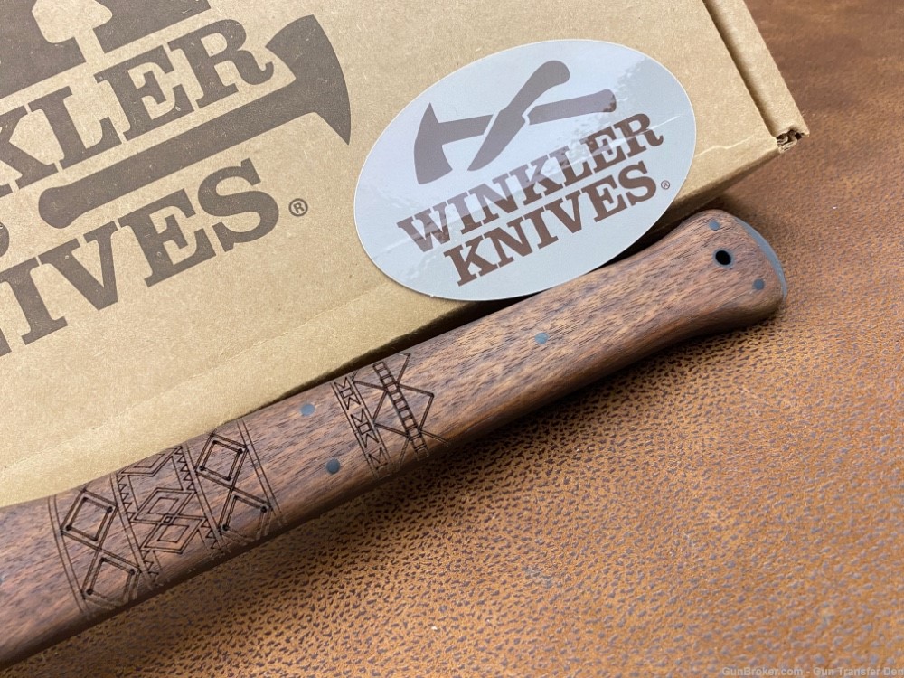 NIB WINKLER COMBAT AXE CUSTOM FORGED WALNUT TRIBAL ENGRAVING WINKLER KNIVES-img-8