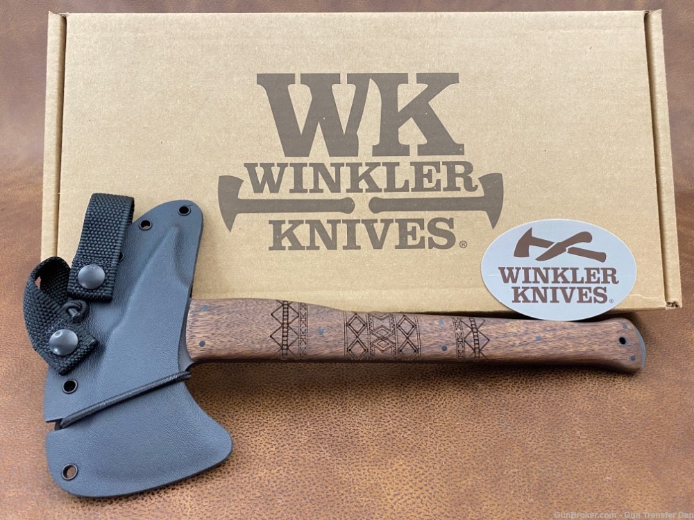 NIB WINKLER COMBAT AXE CUSTOM FORGED WALNUT TRIBAL ENGRAVING WINKLER KNIVES-img-19