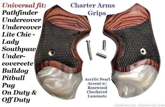 Charter Arms Grips universal fit Rosewood Pearl Checkered-img-0