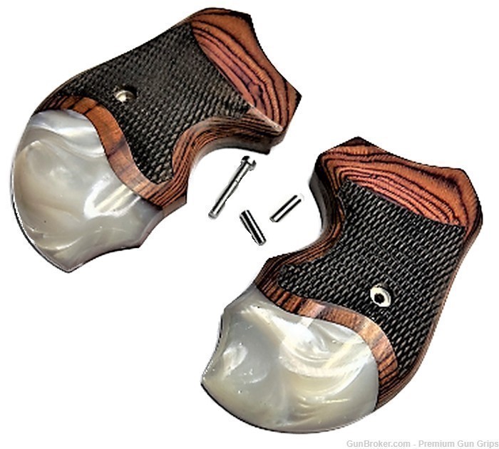 Charter Arms Grips universal fit Rosewood Pearl Checkered-img-6