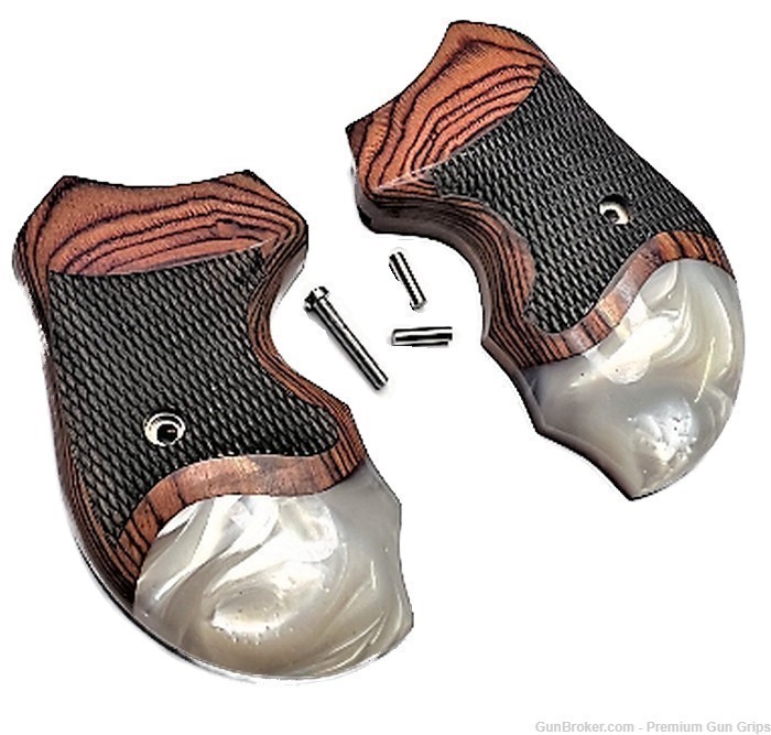 Charter Arms Grips universal fit Rosewood Pearl Checkered-img-5